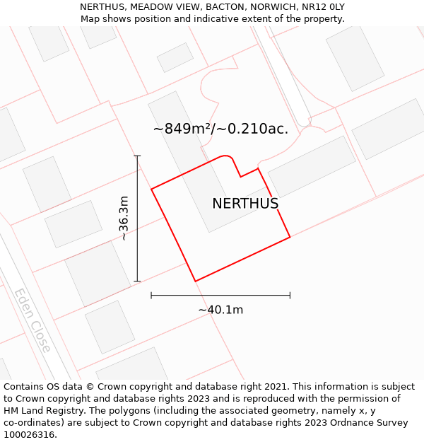 NERTHUS, MEADOW VIEW, BACTON, NORWICH, NR12 0LY: Plot and title map