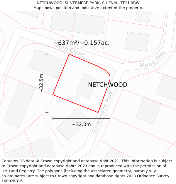 NETCHWOOD, SILVERMERE PARK, SHIFNAL, TF11 9BW: Plot and title map