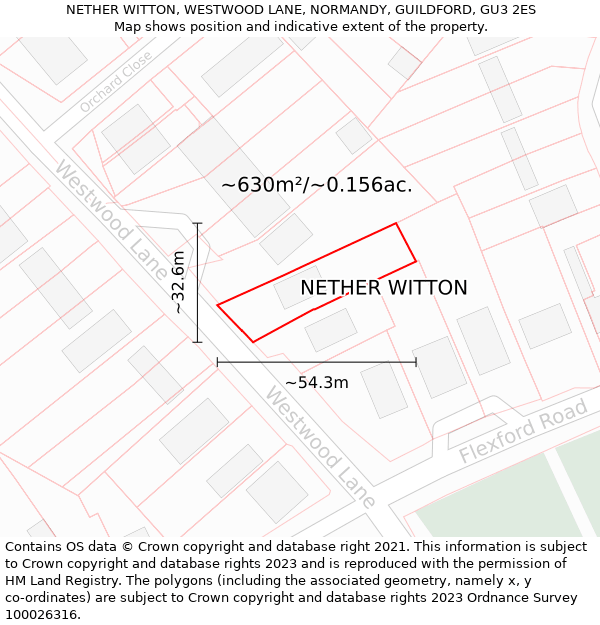 NETHER WITTON, WESTWOOD LANE, NORMANDY, GUILDFORD, GU3 2ES: Plot and title map