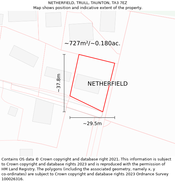 NETHERFIELD, TRULL, TAUNTON, TA3 7EZ: Plot and title map
