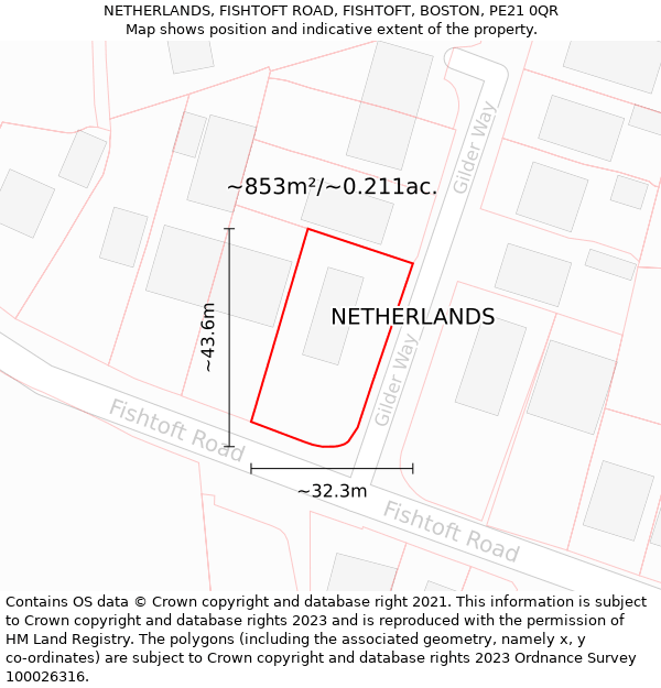 NETHERLANDS, FISHTOFT ROAD, FISHTOFT, BOSTON, PE21 0QR: Plot and title map