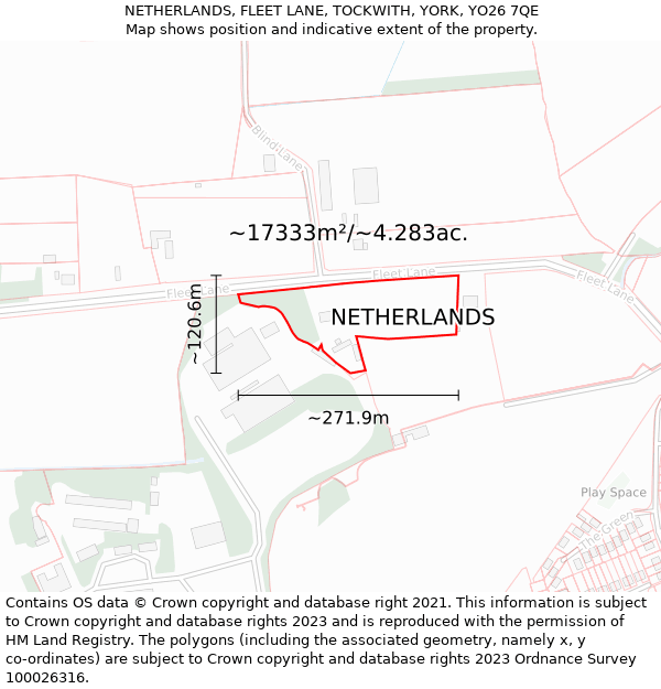 NETHERLANDS, FLEET LANE, TOCKWITH, YORK, YO26 7QE: Plot and title map