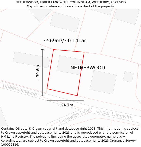 NETHERWOOD, UPPER LANGWITH, COLLINGHAM, WETHERBY, LS22 5DQ: Plot and title map