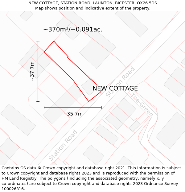 NEW COTTAGE, STATION ROAD, LAUNTON, BICESTER, OX26 5DS: Plot and title map