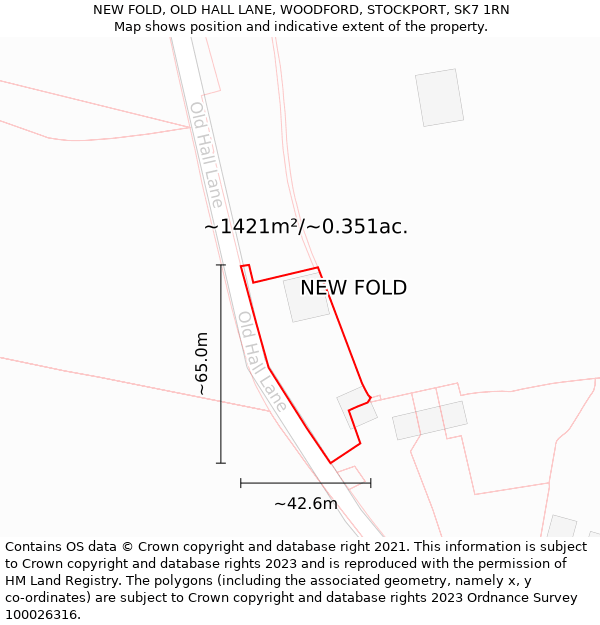 NEW FOLD, OLD HALL LANE, WOODFORD, STOCKPORT, SK7 1RN: Plot and title map