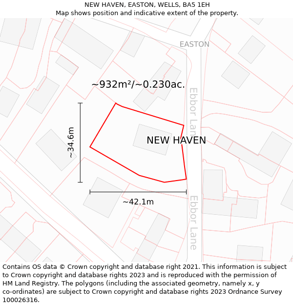 NEW HAVEN, EASTON, WELLS, BA5 1EH: Plot and title map