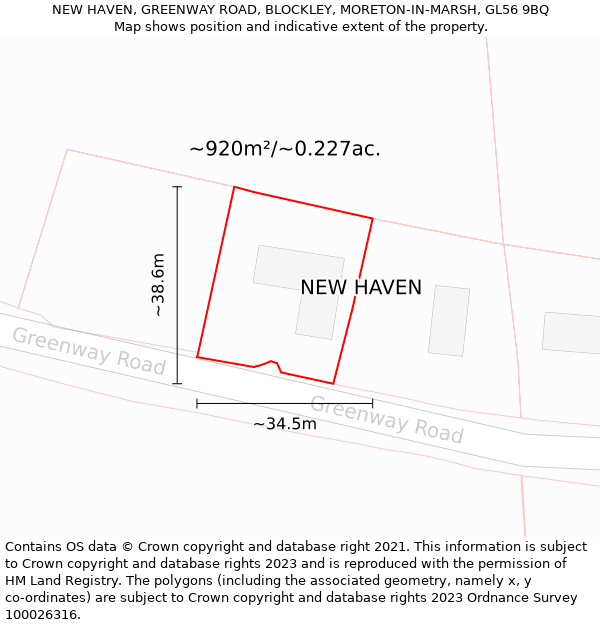 NEW HAVEN, GREENWAY ROAD, BLOCKLEY, MORETON-IN-MARSH, GL56 9BQ: Plot and title map
