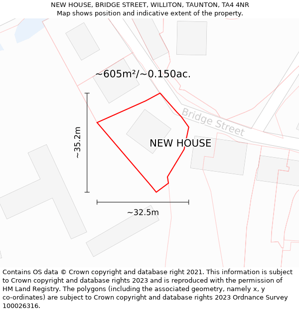 NEW HOUSE, BRIDGE STREET, WILLITON, TAUNTON, TA4 4NR: Plot and title map