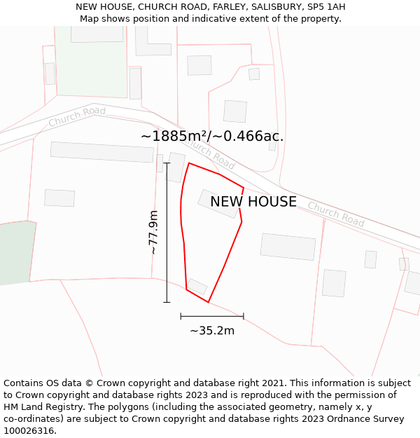 NEW HOUSE, CHURCH ROAD, FARLEY, SALISBURY, SP5 1AH: Plot and title map
