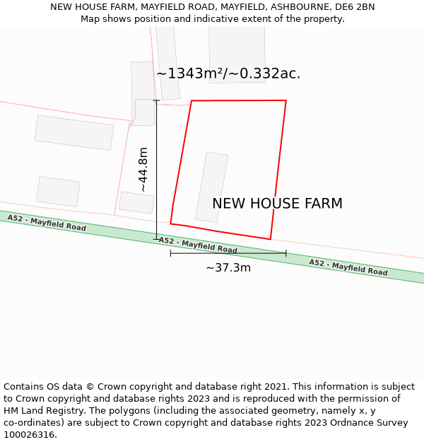NEW HOUSE FARM, MAYFIELD ROAD, MAYFIELD, ASHBOURNE, DE6 2BN: Plot and title map