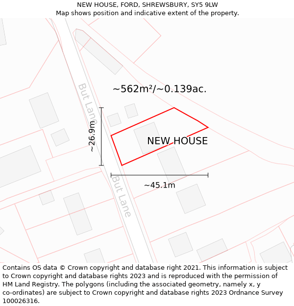 NEW HOUSE, FORD, SHREWSBURY, SY5 9LW: Plot and title map