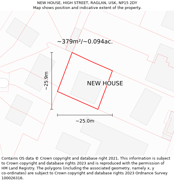 NEW HOUSE, HIGH STREET, RAGLAN, USK, NP15 2DY: Plot and title map