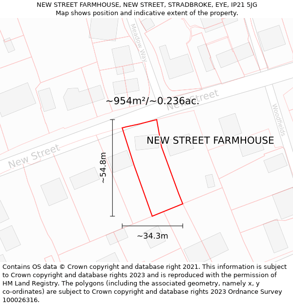 NEW STREET FARMHOUSE, NEW STREET, STRADBROKE, EYE, IP21 5JG: Plot and title map