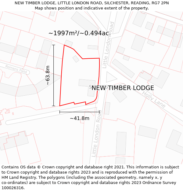 NEW TIMBER LODGE, LITTLE LONDON ROAD, SILCHESTER, READING, RG7 2PN: Plot and title map