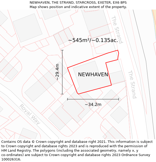 NEWHAVEN, THE STRAND, STARCROSS, EXETER, EX6 8PS: Plot and title map