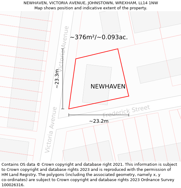 NEWHAVEN, VICTORIA AVENUE, JOHNSTOWN, WREXHAM, LL14 1NW: Plot and title map