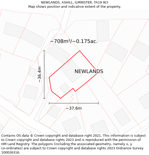 NEWLANDS, ASHILL, ILMINSTER, TA19 9LY: Plot and title map