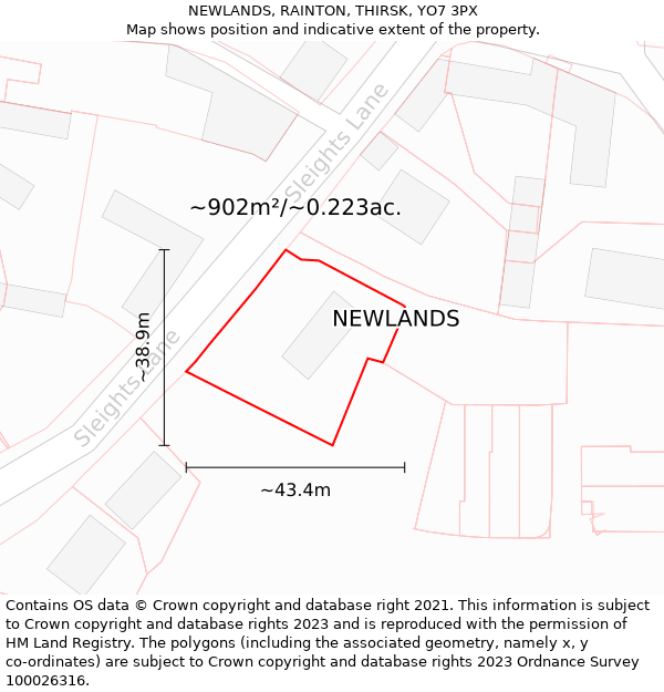 NEWLANDS, RAINTON, THIRSK, YO7 3PX: Plot and title map