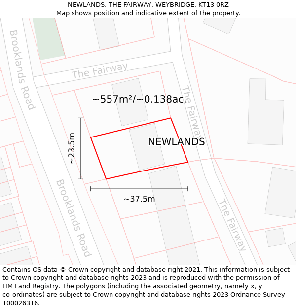 NEWLANDS, THE FAIRWAY, WEYBRIDGE, KT13 0RZ: Plot and title map