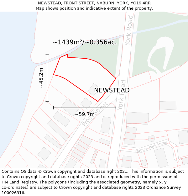 NEWSTEAD, FRONT STREET, NABURN, YORK, YO19 4RR: Plot and title map