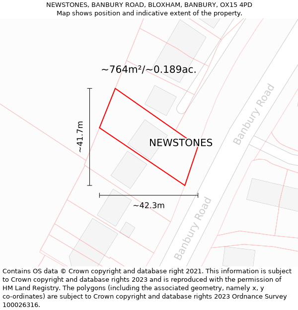 NEWSTONES, BANBURY ROAD, BLOXHAM, BANBURY, OX15 4PD: Plot and title map