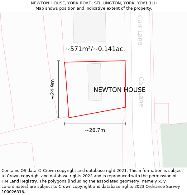 NEWTON HOUSE, YORK ROAD, STILLINGTON, YORK, YO61 1LH: Plot and title map