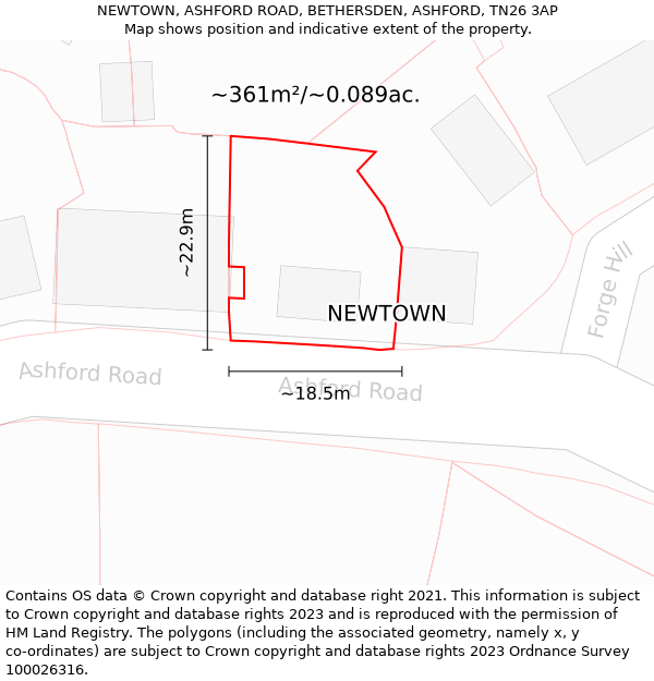 NEWTOWN, ASHFORD ROAD, BETHERSDEN, ASHFORD, TN26 3AP: Plot and title map