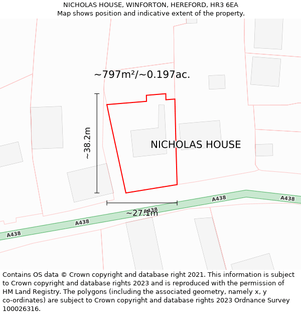 NICHOLAS HOUSE, WINFORTON, HEREFORD, HR3 6EA: Plot and title map