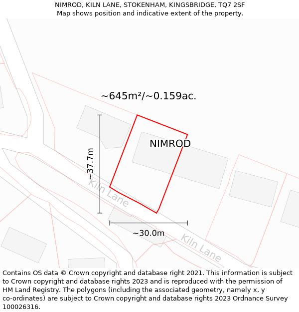 NIMROD, KILN LANE, STOKENHAM, KINGSBRIDGE, TQ7 2SF: Plot and title map