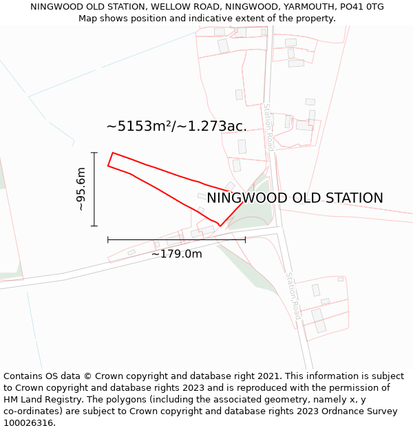 NINGWOOD OLD STATION, WELLOW ROAD, NINGWOOD, YARMOUTH, PO41 0TG: Plot and title map