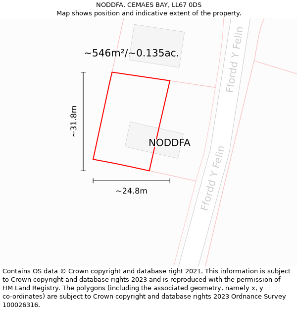 NODDFA, CEMAES BAY, LL67 0DS: Plot and title map