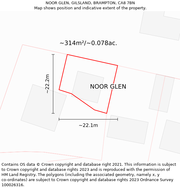 NOOR GLEN, GILSLAND, BRAMPTON, CA8 7BN: Plot and title map