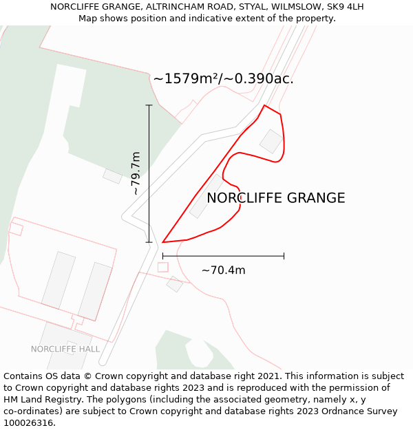 NORCLIFFE GRANGE, ALTRINCHAM ROAD, STYAL, WILMSLOW, SK9 4LH: Plot and title map
