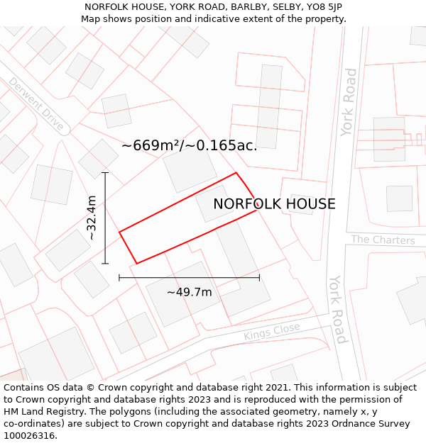 NORFOLK HOUSE, YORK ROAD, BARLBY, SELBY, YO8 5JP: Plot and title map