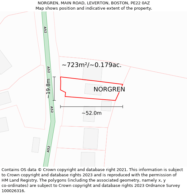 NORGREN, MAIN ROAD, LEVERTON, BOSTON, PE22 0AZ: Plot and title map