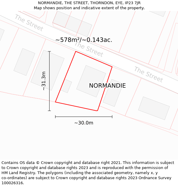 NORMANDIE, THE STREET, THORNDON, EYE, IP23 7JR: Plot and title map