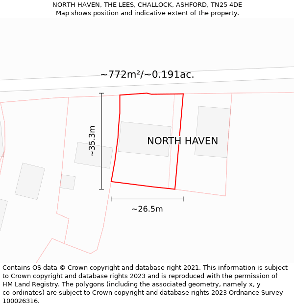 NORTH HAVEN, THE LEES, CHALLOCK, ASHFORD, TN25 4DE: Plot and title map