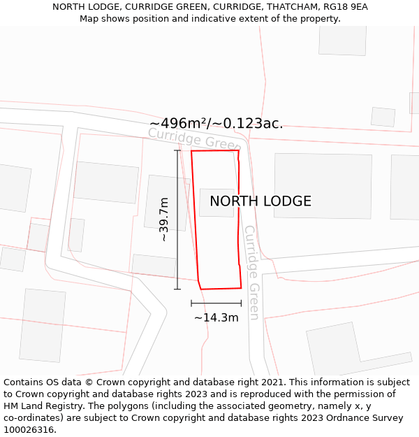 NORTH LODGE, CURRIDGE GREEN, CURRIDGE, THATCHAM, RG18 9EA: Plot and title map