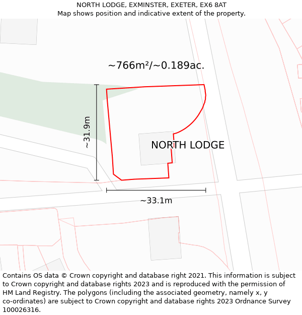 NORTH LODGE, EXMINSTER, EXETER, EX6 8AT: Plot and title map