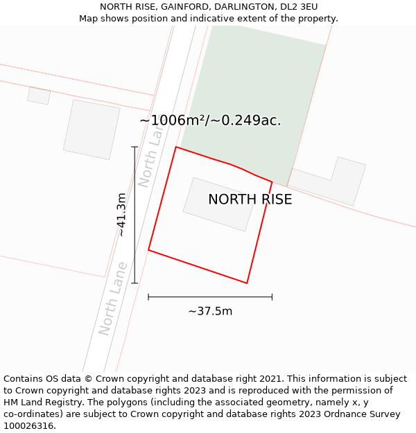 NORTH RISE, GAINFORD, DARLINGTON, DL2 3EU: Plot and title map