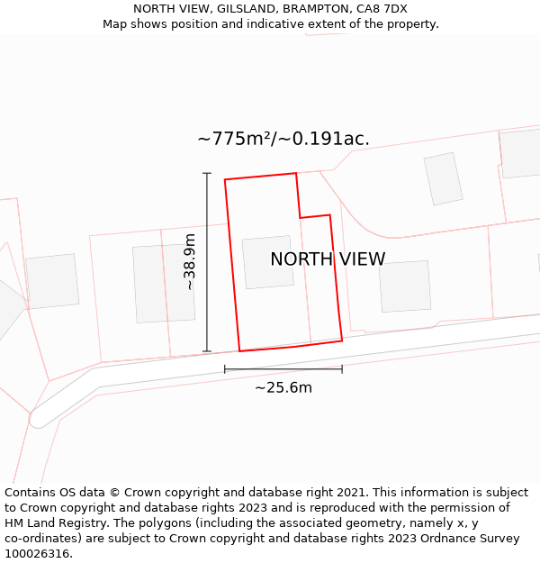 NORTH VIEW, GILSLAND, BRAMPTON, CA8 7DX: Plot and title map