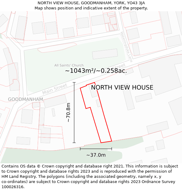 NORTH VIEW HOUSE, GOODMANHAM, YORK, YO43 3JA: Plot and title map