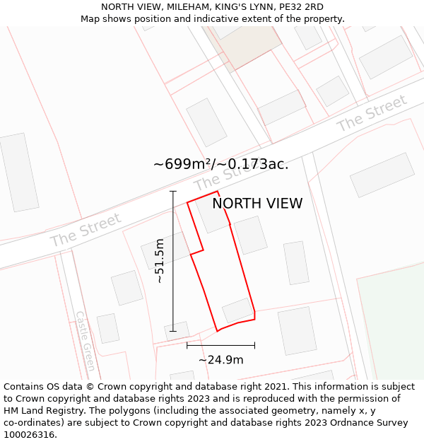 NORTH VIEW, MILEHAM, KING'S LYNN, PE32 2RD: Plot and title map