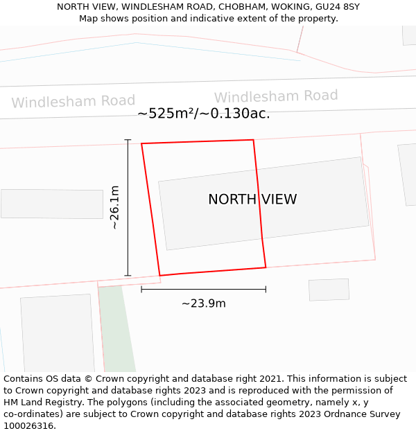 NORTH VIEW, WINDLESHAM ROAD, CHOBHAM, WOKING, GU24 8SY: Plot and title map