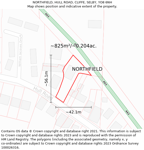 NORTHFIELD, HULL ROAD, CLIFFE, SELBY, YO8 6NH: Plot and title map