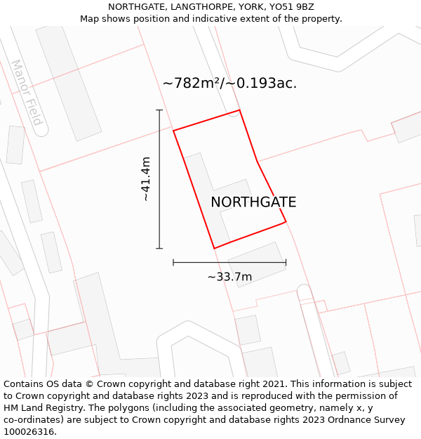 NORTHGATE, LANGTHORPE, YORK, YO51 9BZ: Plot and title map