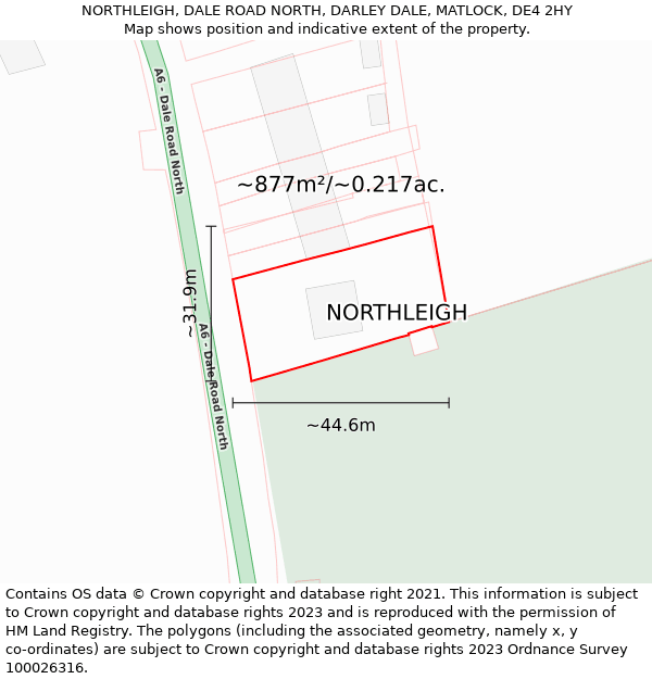 NORTHLEIGH, DALE ROAD NORTH, DARLEY DALE, MATLOCK, DE4 2HY: Plot and title map