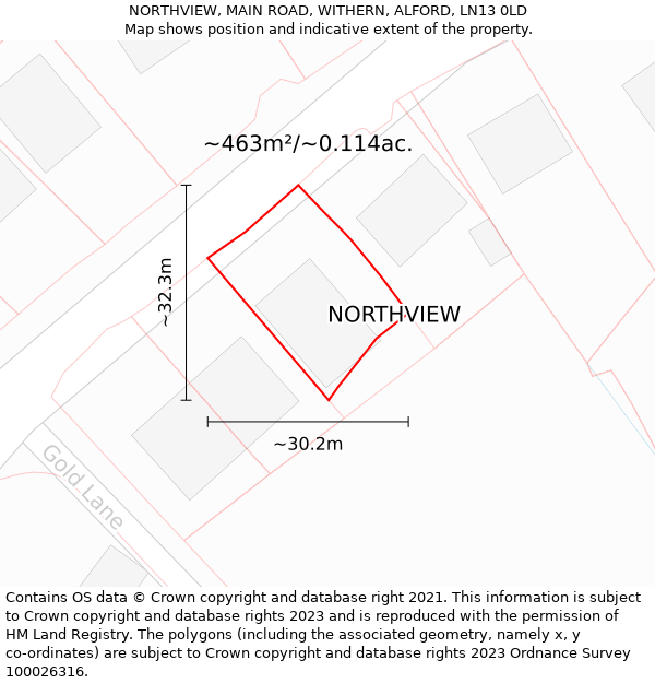 NORTHVIEW, MAIN ROAD, WITHERN, ALFORD, LN13 0LD: Plot and title map