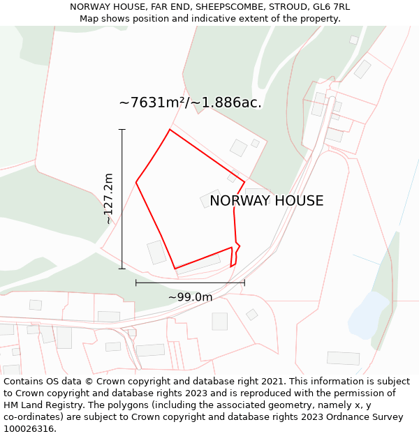 NORWAY HOUSE, FAR END, SHEEPSCOMBE, STROUD, GL6 7RL: Plot and title map