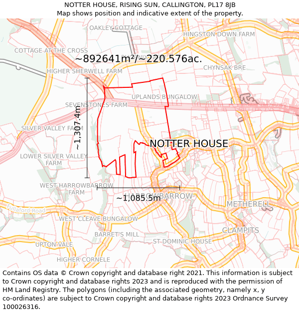 NOTTER HOUSE, RISING SUN, CALLINGTON, PL17 8JB: Plot and title map